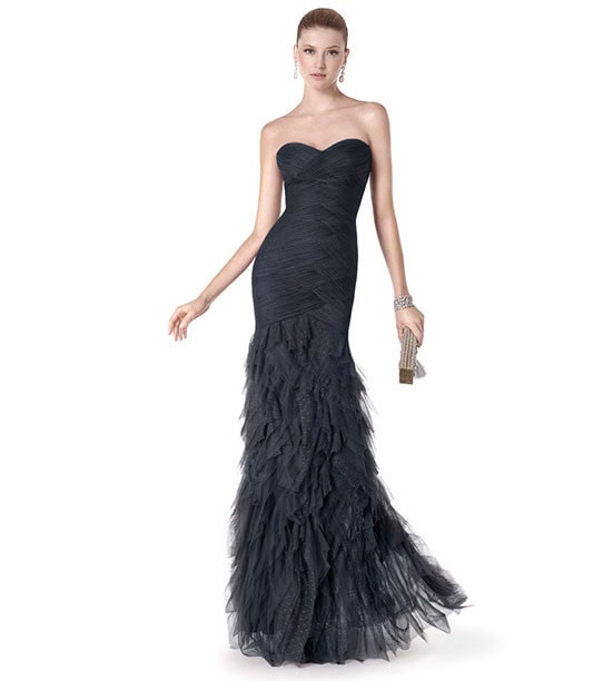 5324 face Pronovias robe de soirée longue tulle plissé magasin de robes de soirée Nogent sur Marne