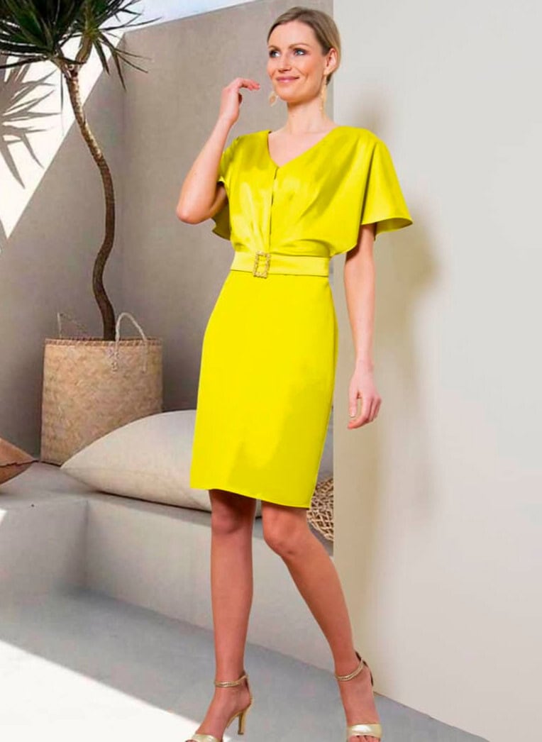 241-828-01 face 2 Linéa Raffaelli robe de cocktail courte top chauve souris jupe droite robe maman des mariés magasin de robes de soirée Annecy