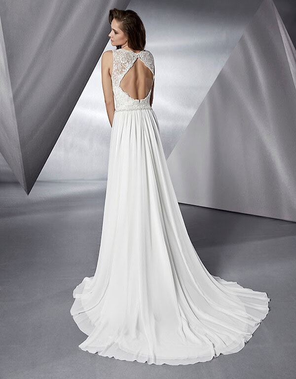 Bolzano dos Modeca robe de mariée A-line trapèze dentelle mousseline bustier coeur magasin de robes de mariée Nogent-sur-Marne