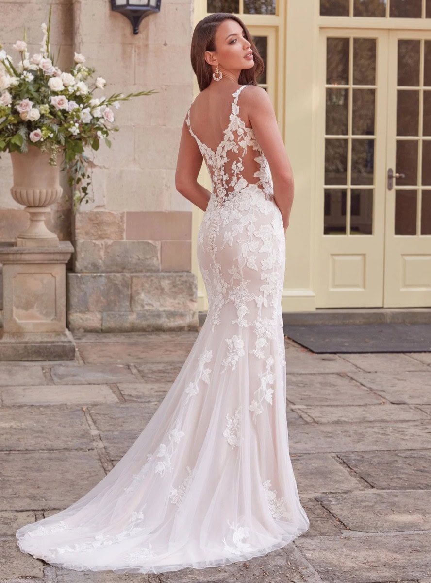 44343 dos Justin Alexander robe de mariée sirène dentelle décolleté V petite traîne magasin de robes de mariée Nogent-sur-Marne