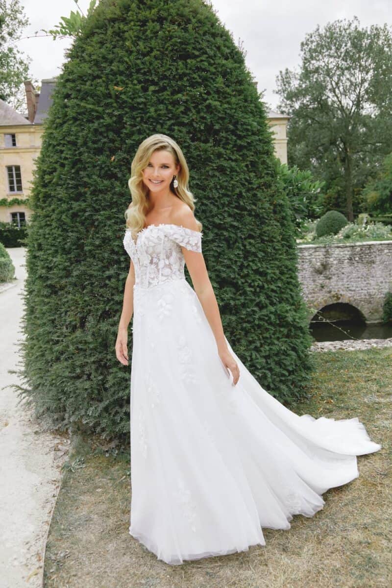 44520 face voile Justin alexander sincerity robe de mariée A-line trapèze tulle dentelle boutique Nogent sur Marne