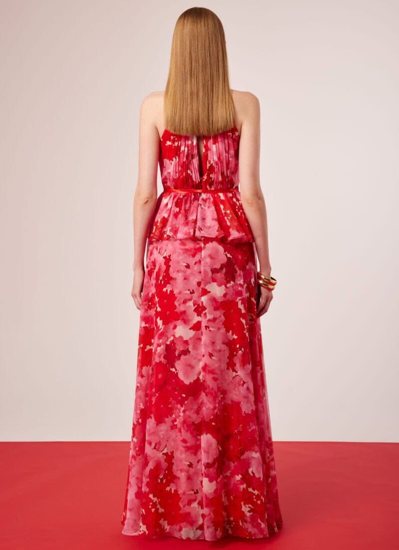 51421 dos Carla Ruiz robe de soirée longue encolure américaine basque taille robe de soirée maman des mariés magasin de robes de cocktail Paris