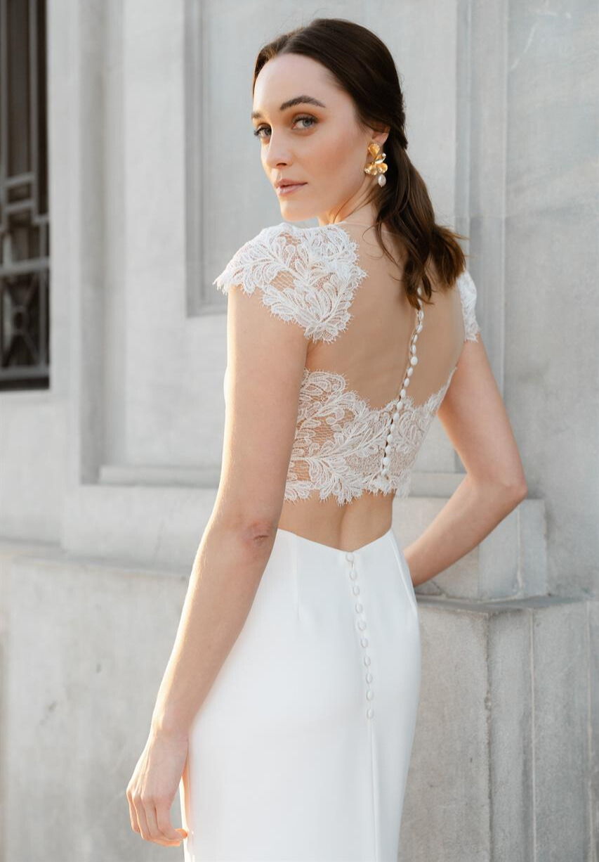 Be my baby/1 zoom dos Marylise robe de mariée fluide boutique de robes de mariée Paris