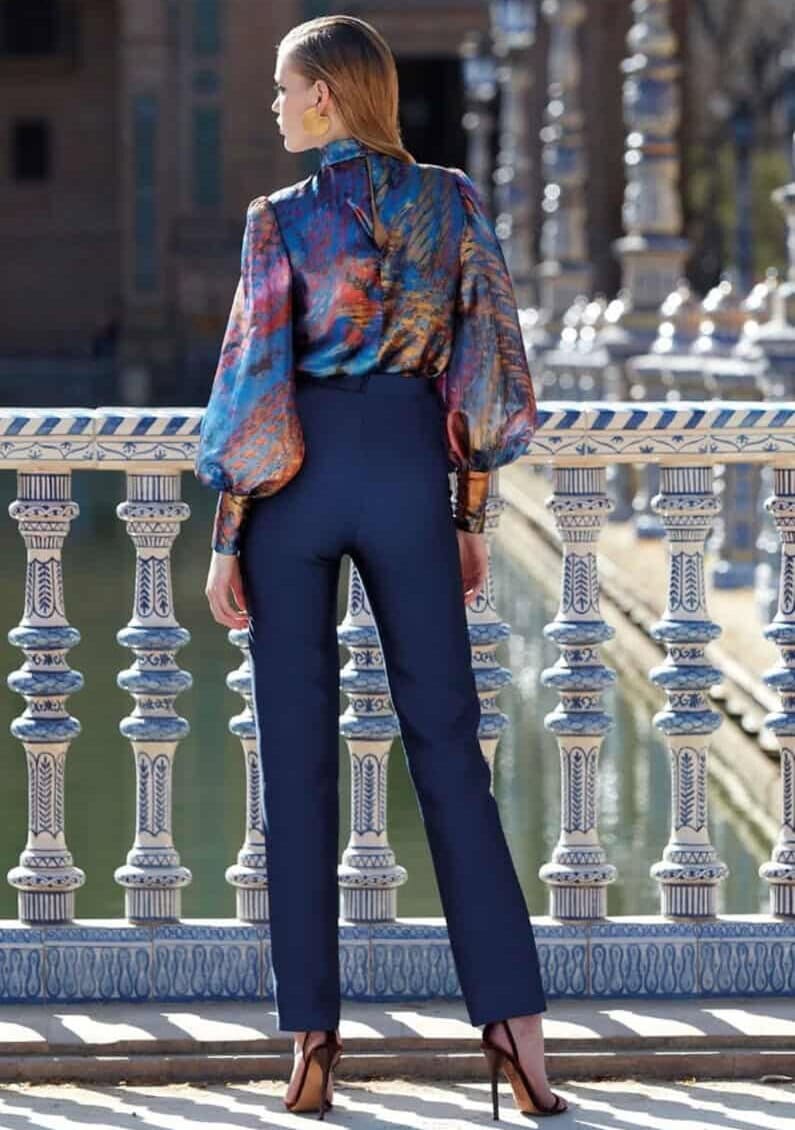 MG3521 dos Manu Garcia ensemble pantalon chemisier tenue de cocktail maman des marié magasin de robes de soirée Paris