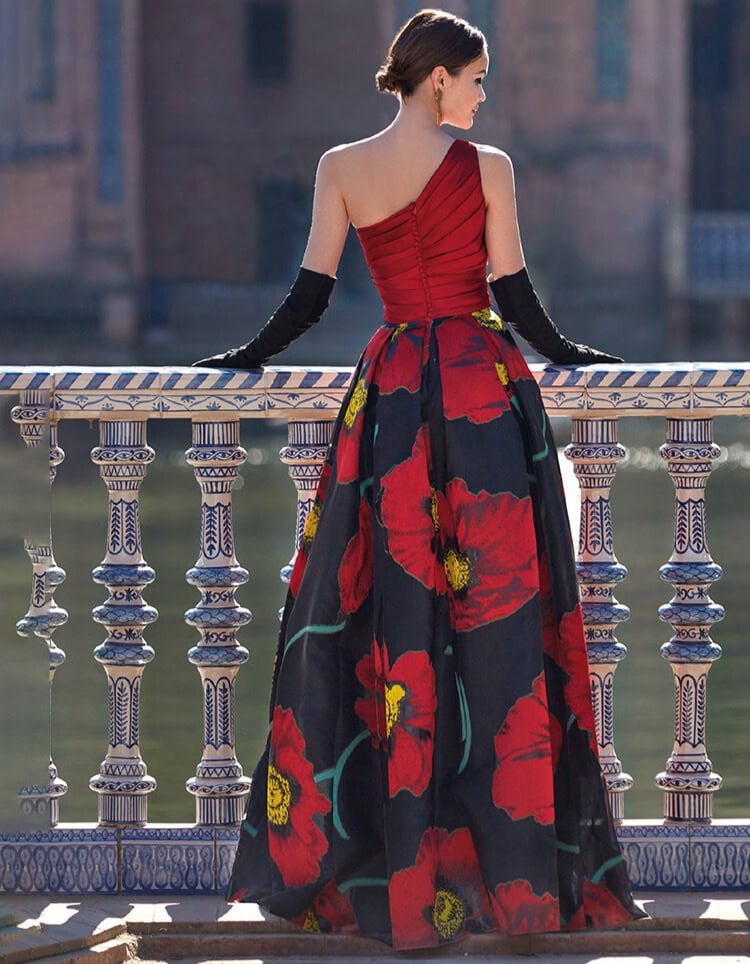 MG3535 dos Manu Garcia robe de soirée longue top asymétrique drapé jupe large fendue robe maman des mariés magasin de robes de soirée Paris