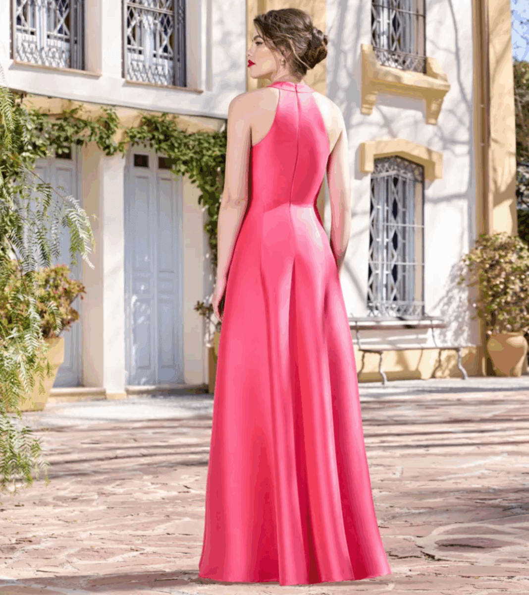 11250005 dos Sonia Pena robe de soirée encolure cache coeur noeud oversize taille bretelles jupe A-line boutique de robes de soirée Paris