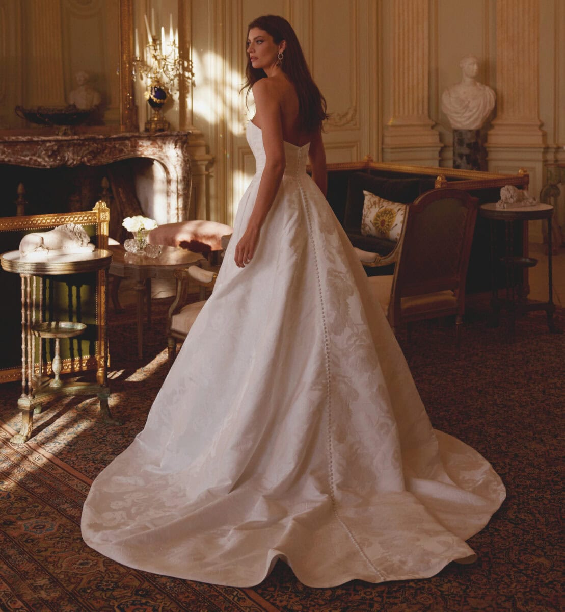Josette dos Justin Alexander robe de mariée princesse satin bustier vague traîne magasin de robes de mariée Paris