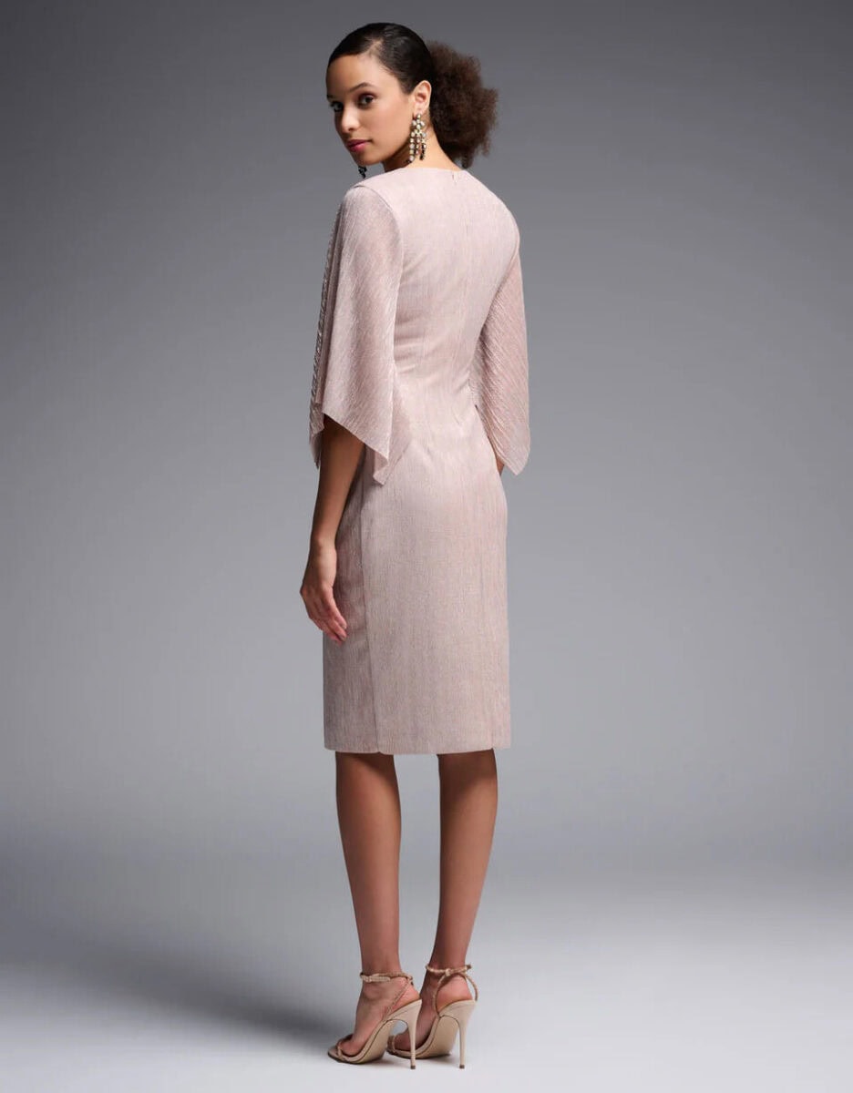 231715 face Joseph Ribkoff robe de soirée courte irisée manches fluides coude magasin de robes de soirée Annecy