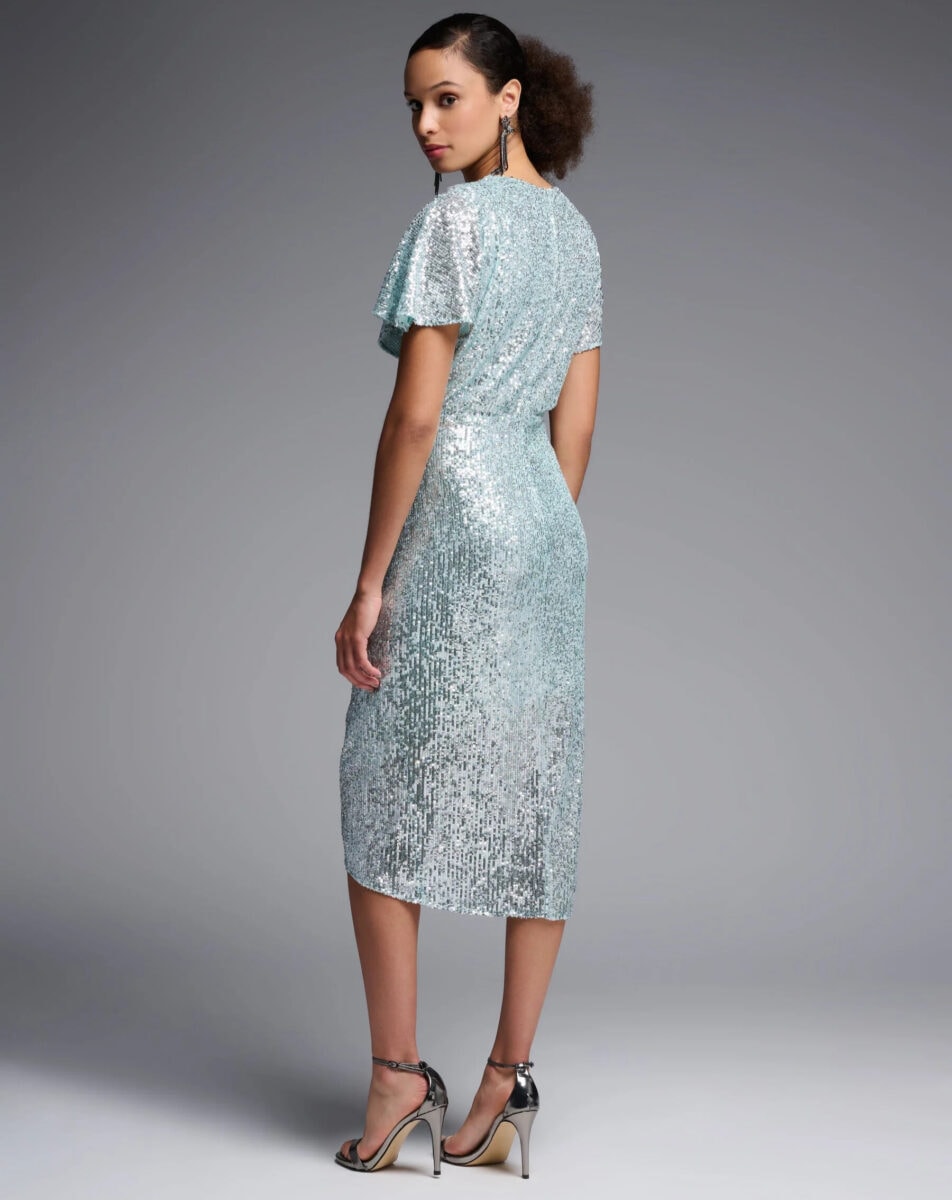 231760 dos Joseph Ribkoff robe de soirée sequin genoux top cache coeur manches courtes fluides jupe portefeuille magasin de robes de soirée Annecy