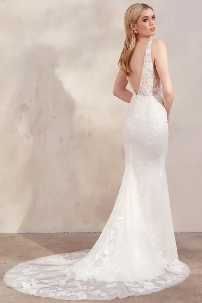 Kiara dos Justin Alexander robe de mariée sirène dentelle top décolleté V traîne boutique de robes de mariée Nogent sur Marne