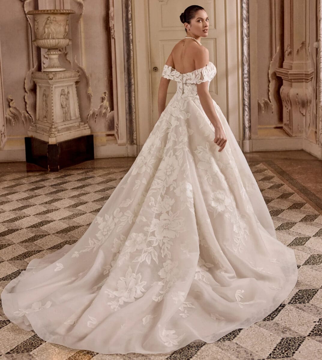 Lisette dos Justin Alexander robe de mariée princesse bustier coeur manchette jupe princesse traîne magasin de robes de mariée Nogent sur Marne