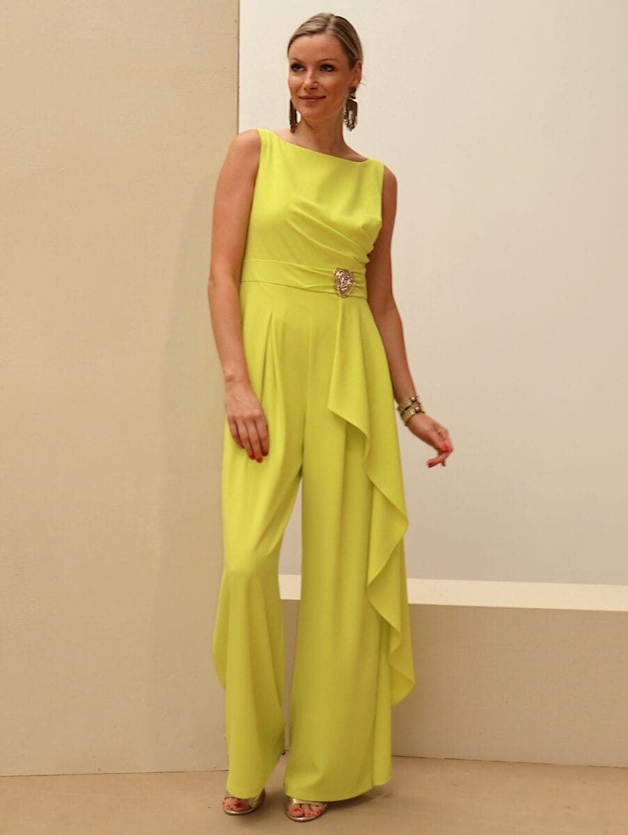 261-058-01 face Linéa Raffaelli combinaison de soirée fluide encolure droite ceinture pan pantalon fluide combinaison pour maman des mariés magasin de robes de soirée Paris