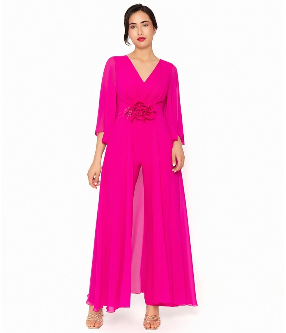 4052 face Moncho Heredia combinaison mousseline fluide pour maman des mariés magasin de robes de soirée Paris