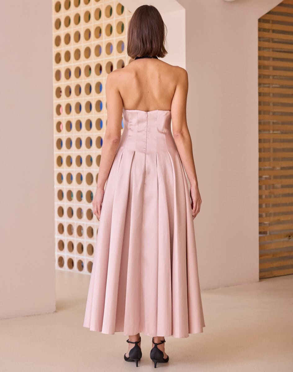 52623 dos Carla Ruiz robe de soirée évasée longue top encolure américaine jupe à plis plat robe de soirée pour mères des mariée magasin de robes de soirée paris