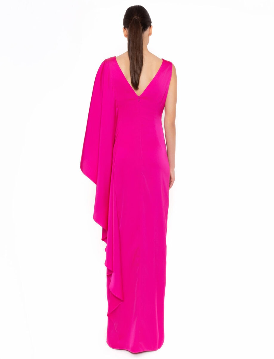 52723 dos Carla Ruiz robe de soirée longue fluide pan asymétrique robe de soirée maman des mariés magasin de robes de soirée Paris