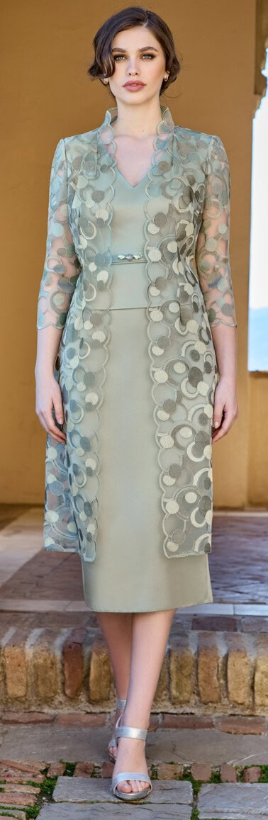 1260046 face Sonia Pena ensemble de cocktail robe droite manteau fluide ensembme mère des mariés magasin de robes de soirée Nogent sur Marne