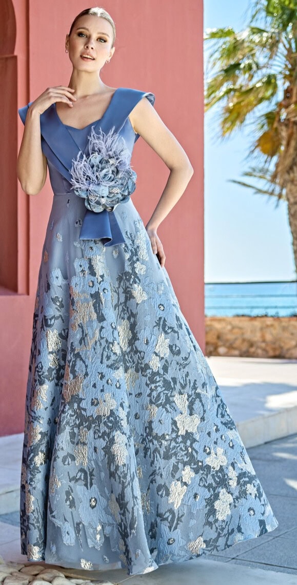 1261014 face Sonia Pena robe de soirée longue évasée pour maman des mariés magasin de robes de soirée Annecy