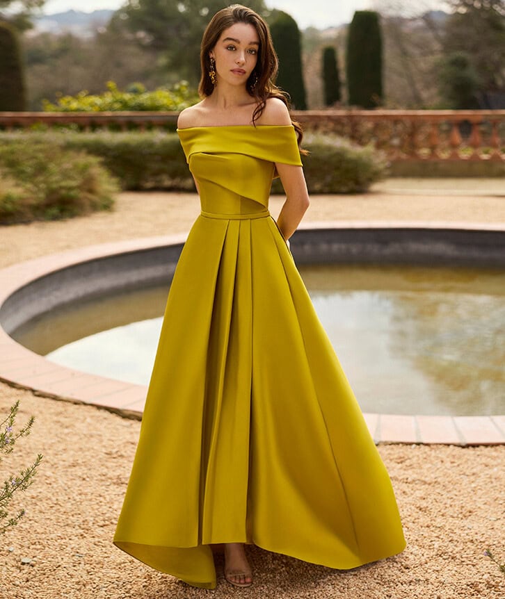 1J64 face Marfil robe de soirée longue évasée maman des mariés magasin de robes de soirée Annecy