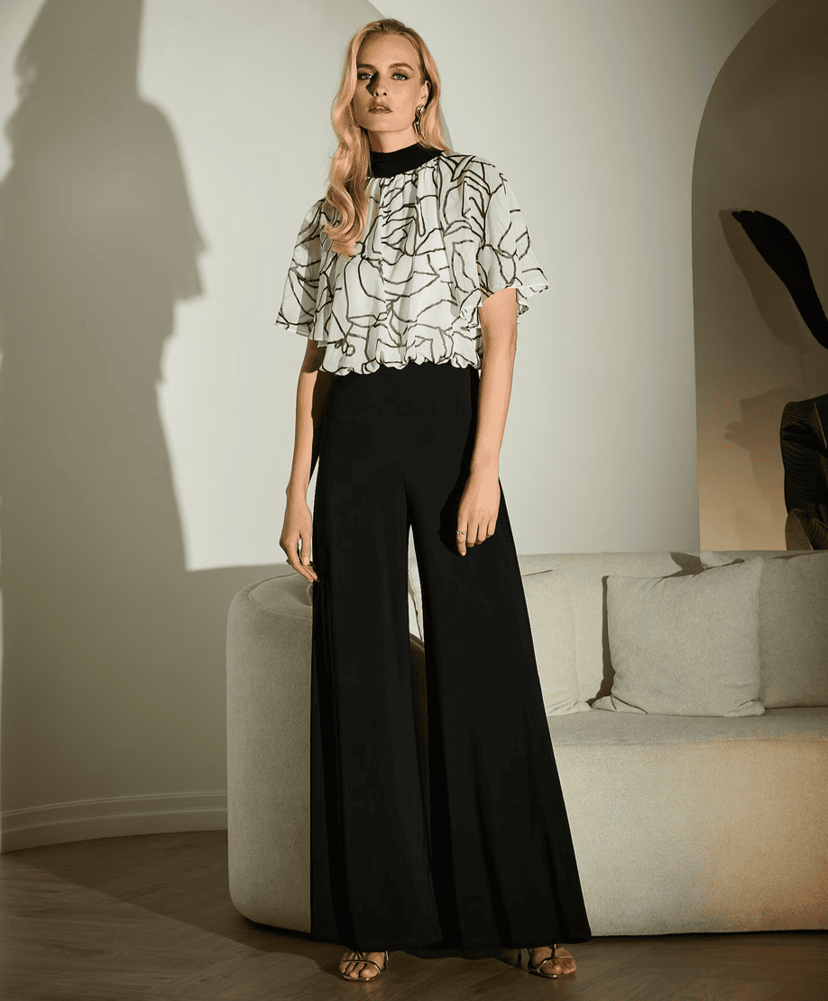 253733 face Joseph Ribkoff ensemble top pantalon fluide pour mamans des mariés magasin de robes de soirée Annecy