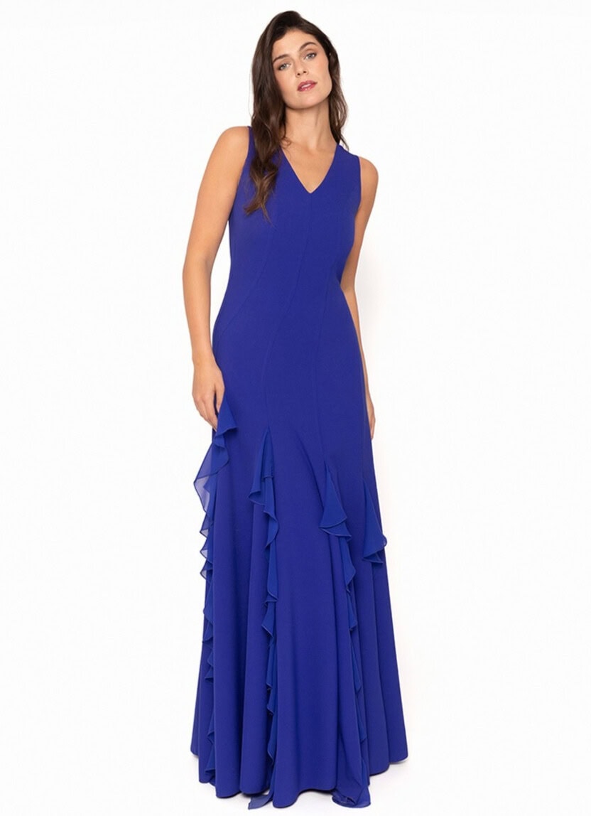 5051 face Moncho Heredia robe longue jupe volants top décolleté V robe mère des mariés magasin de robes de soirée Paris