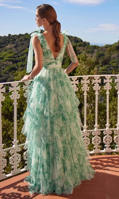 R202i dos Créatif Paris robe de soirée longue mousseline robe de cocktail mère des mariés magasin de robes de soirée Annecy