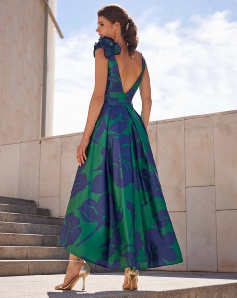 RO640 dos Créatif Paris robe de soirée courte devant longue derrière robe mère des mariés magasin de robes de soirée Annecy