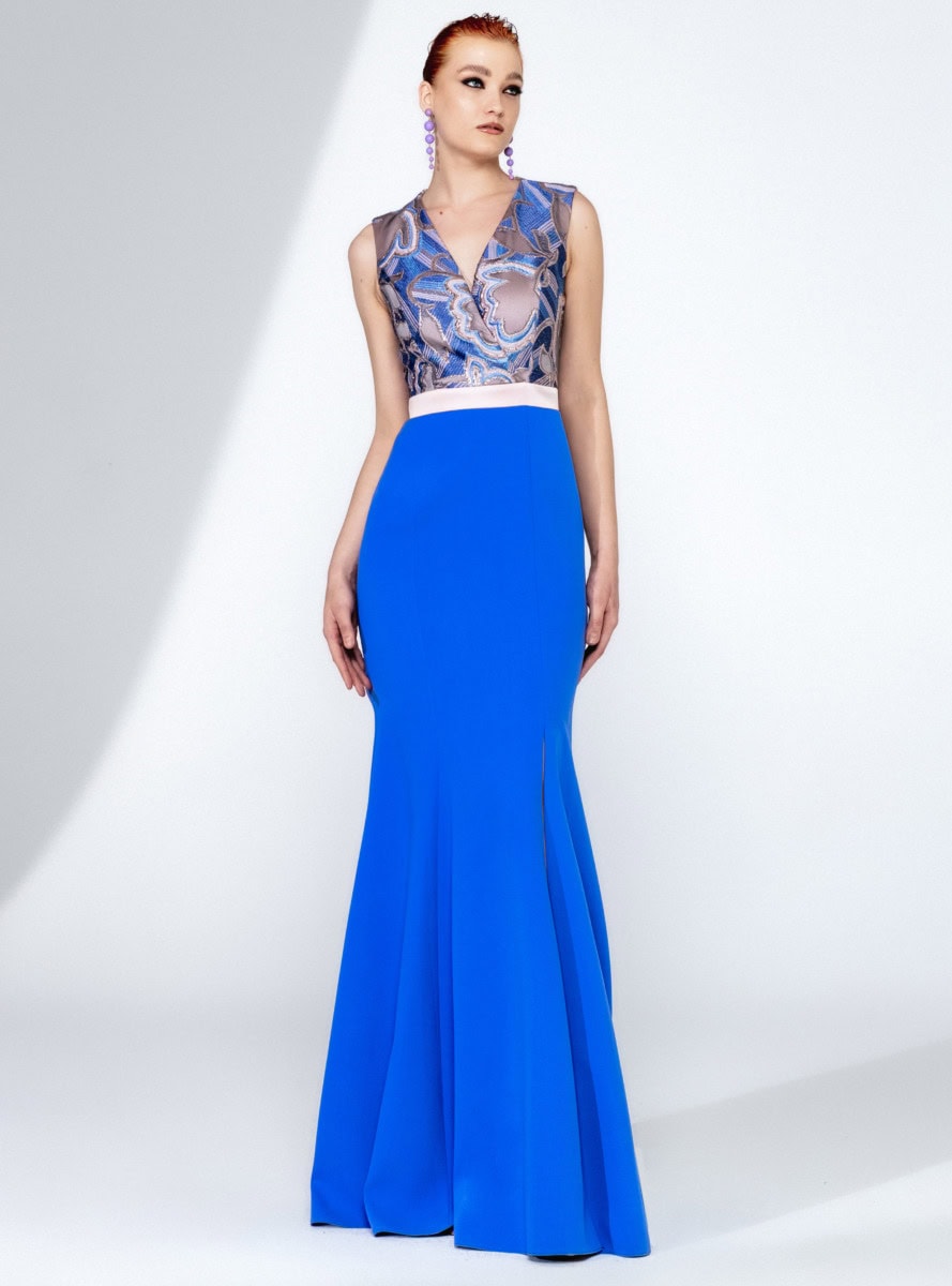 10108 face Lexus robe de soirée longue crêpe strass magasin de robes de soirée longue Paris