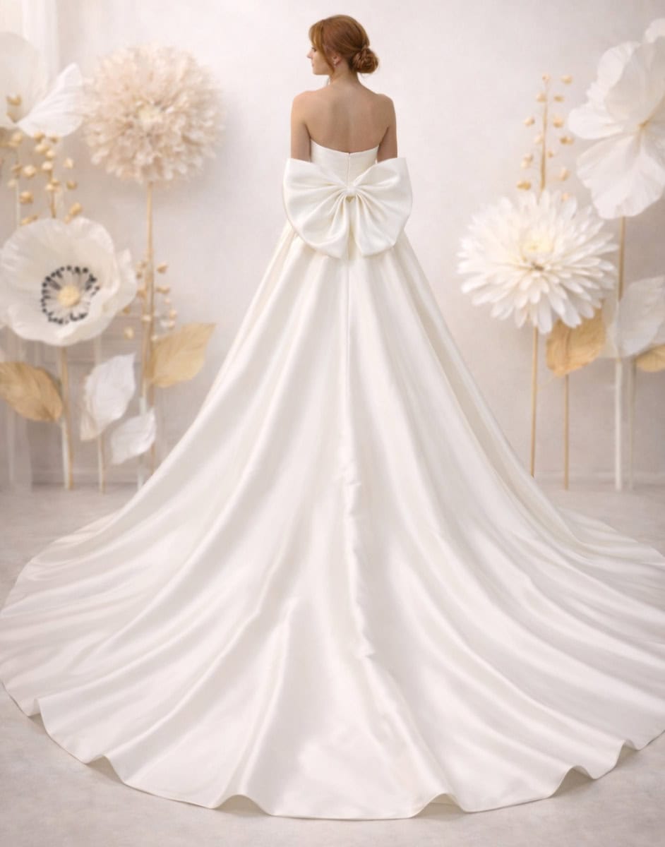Alpina dos Atelier Novia robe de mariée princesse bustier coeur drapé taffetas traîne magasin de robes de mariée Annecy