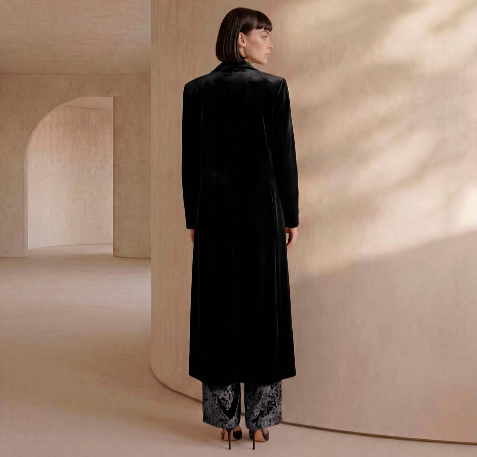 53104 dos Carla Ruiz ensemble de cocktail veste top pantalon magasin de robes de soirée Paris