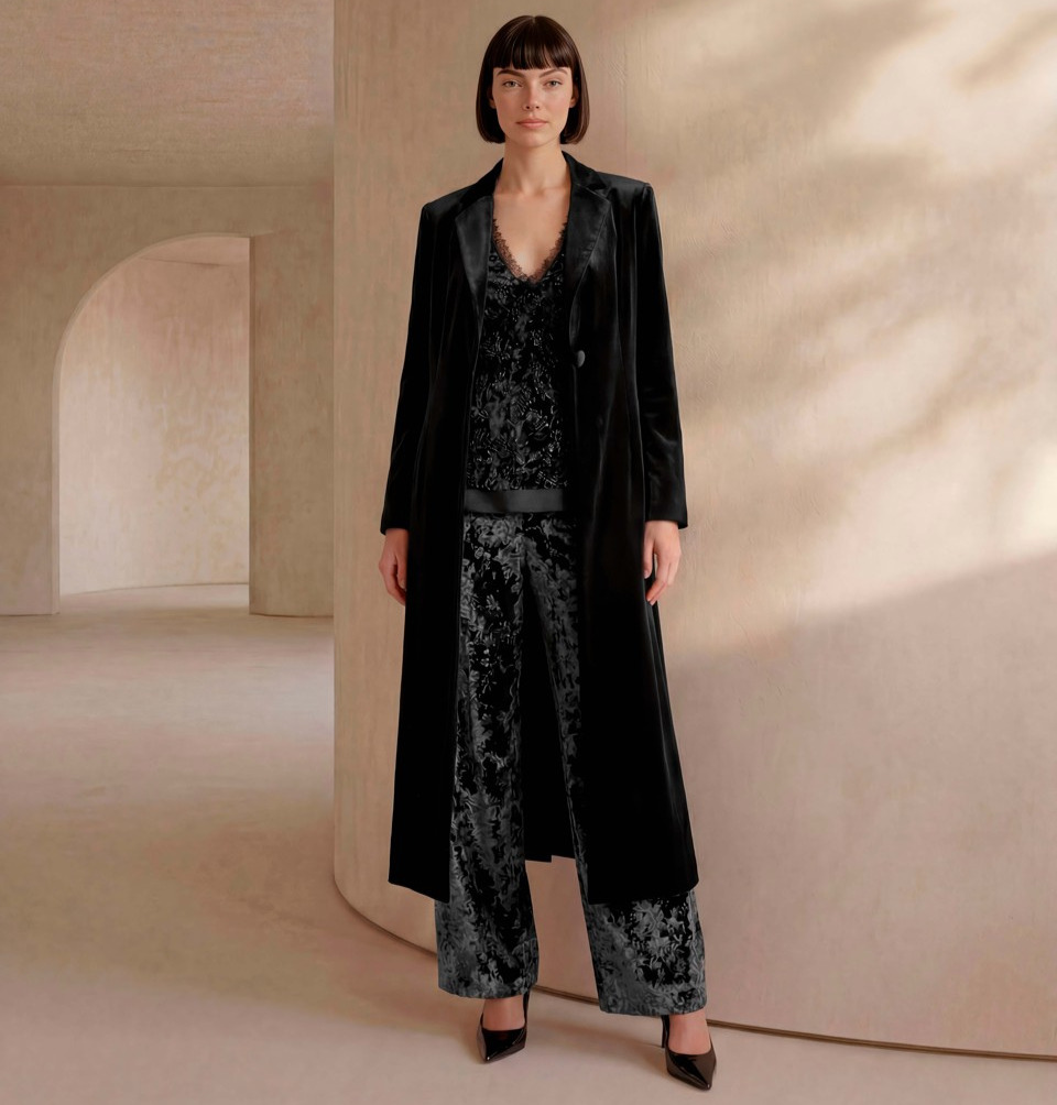 53104 face Carla Ruiz ensemble de cocktail veste top pantalon magasin de robes de soirée Paris