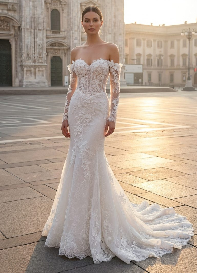 Amara face MS Moda robe de mariée sirène bustier coeur dentelle jupe dentelle traîne magasin de robes de mariée Annecy
