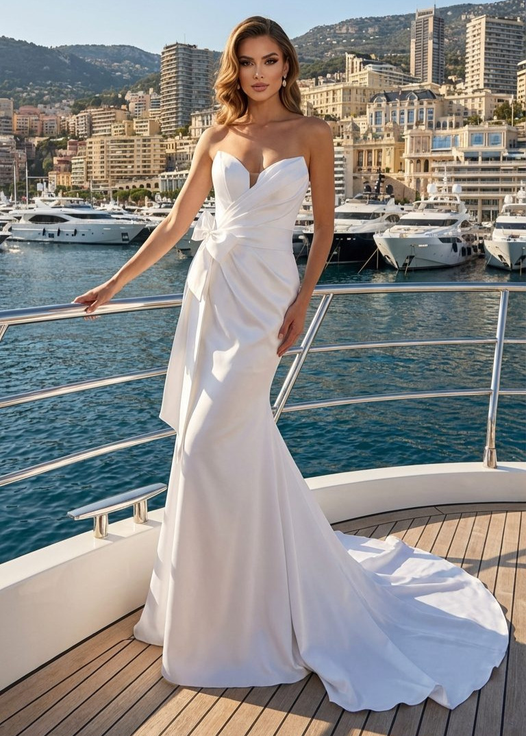 Liana face MS Moda robe de mariée sirène drapée decolté coeur ceinture noeud à la taille traîne magasin de robes de mariée Annecy