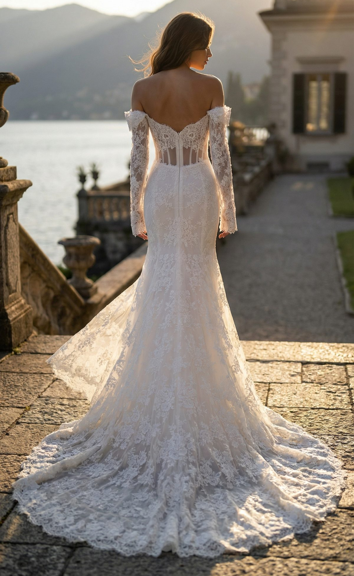 Sorrel dos MS Moda robe de mariée sirène bustier trapine manches longues amovibles magasin de robes de mariage O'scarlett Nogent sur Marne