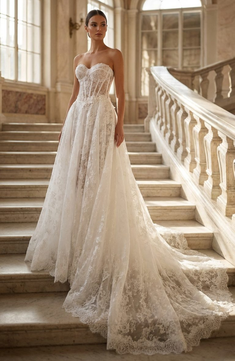 Marisol face MS Moda robe de mariée princesse amovible bustier dentelle magasin de robes de mariée Nognet-sur-Marne.